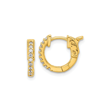 Sterling Silver Huggie Earrings with Cubic Zirconia, Gold Plated Scroll Design Hoops for Women