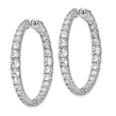 Sterling Silver Hoop Earrings with Cubic Zirconia, Inside Out Round Cut Design