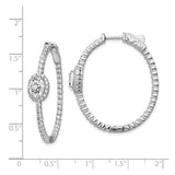Sterling Silver Oval Hoop Earrings with Cubic Zirconia Pavé Design for Women