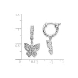 Sterling Silver Butterfly Dangle Earrings with Cubic Zirconia, Nature Inspired Design