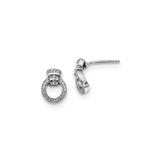 Sterling Silver Circle Stud Earrings with Cubic Zirconia, Looped Hoop Design