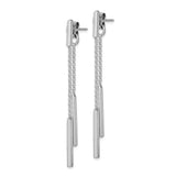 Sterling Silver Drop Chain Earrings with Vertical Bar Design, Minimalist Dangle Style for Women