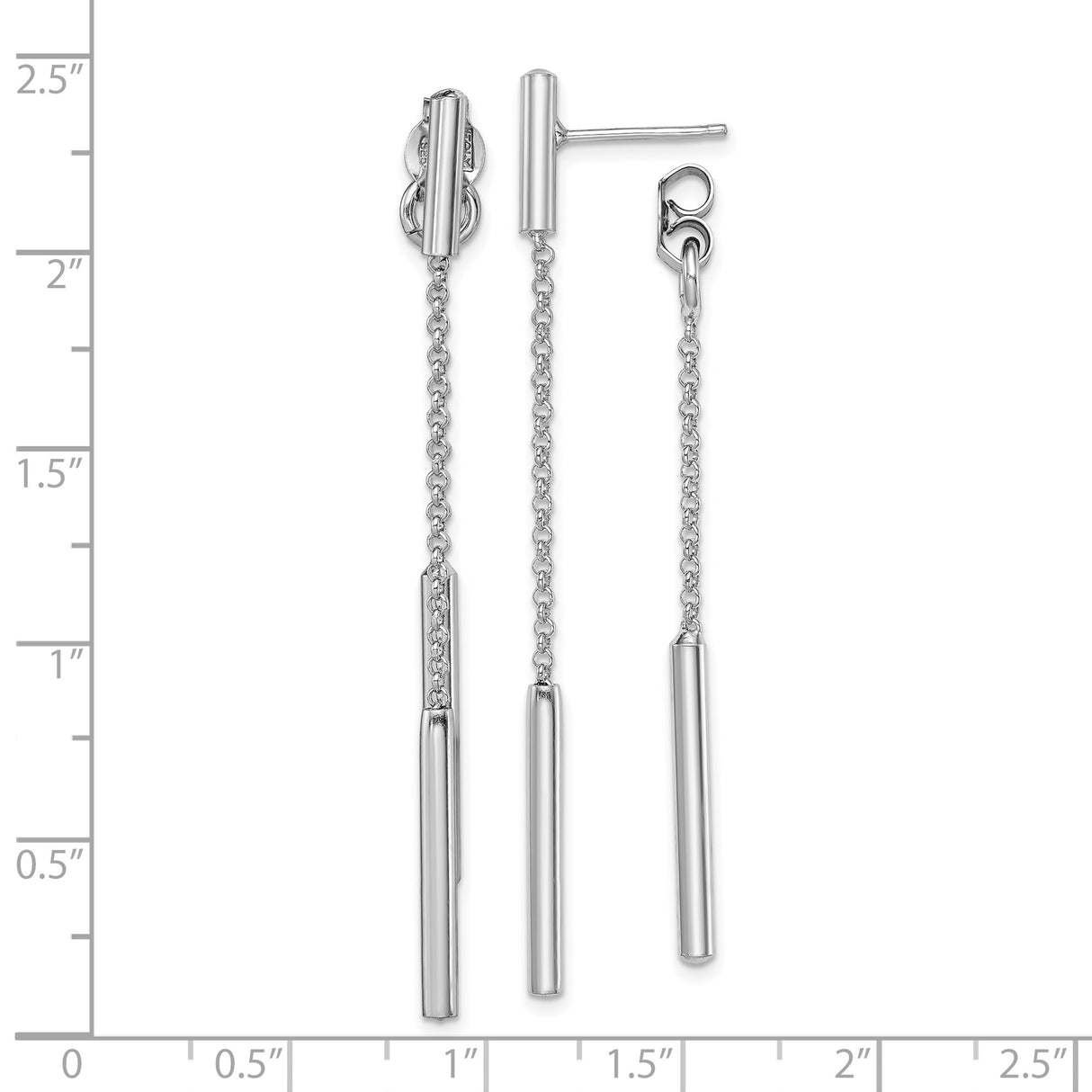 Sterling Silver Drop Chain Earrings with Vertical Bar Design, Minimalist Dangle Style for Women