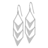 Sterling Silver Chevron Dangle Earrings with Cubic Zirconia, Geometric Arrowhead Design