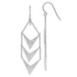 Sterling Silver Chevron Dangle Earrings with Cubic Zirconia, Geometric Arrowhead Design