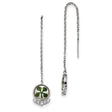 Sterling Silver Threader Earrings with Real Four-Leaf Clover and Cubic Zirconia Accents