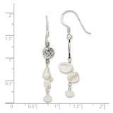 Sterling Silver Dangle Earrings with Freshwater Pearls, Celtic Triskelion Drop Design for Women