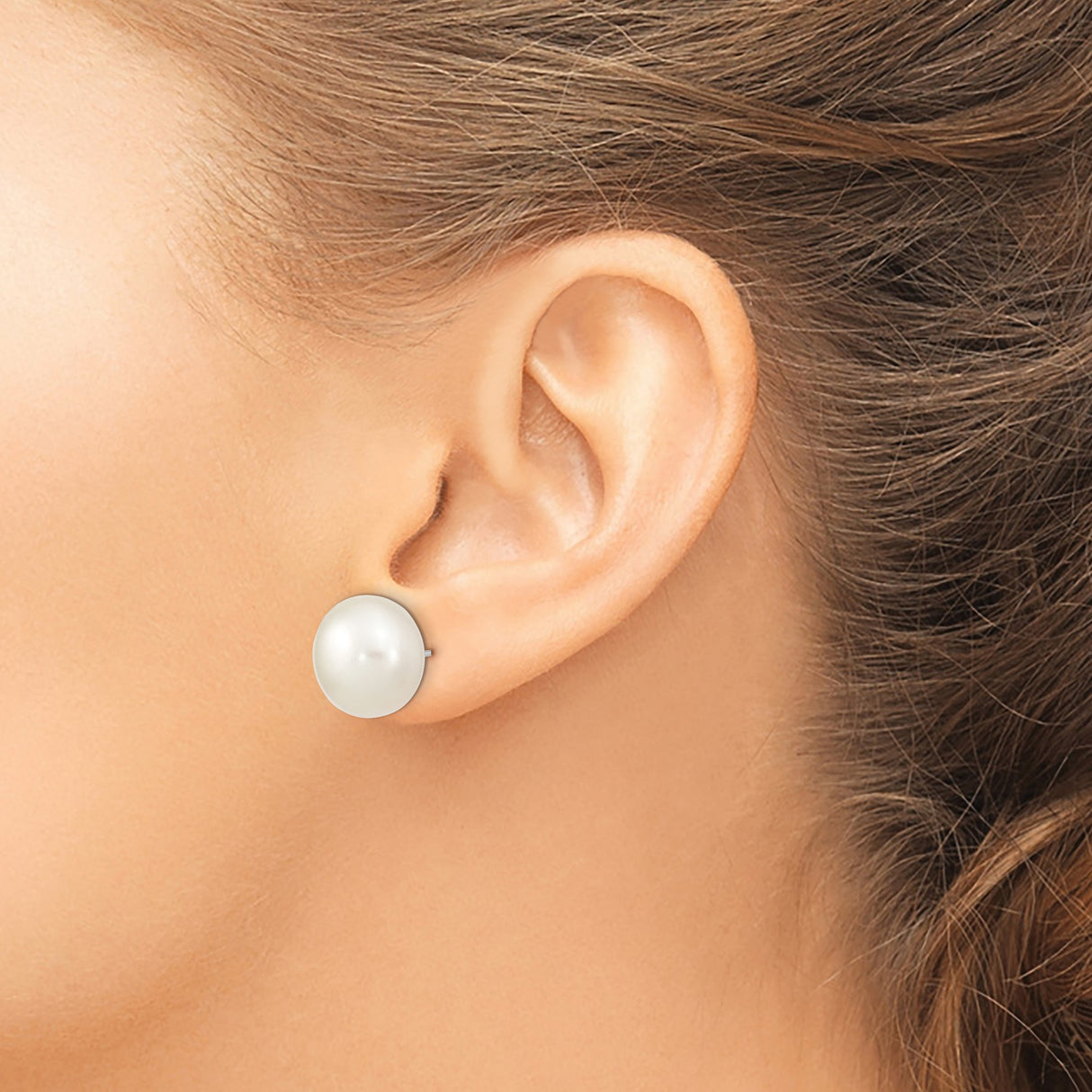 Sterling Silver White Freshwater Pearl Stud Earrings Sleek