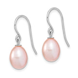 Sterling Silver Drop Earrings with Soft Pink Freshwater Pearls, Minimalist Bridal Style