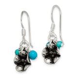 Sterling Silver Dangle Earrings with Reconstructed Magnesite and Howlite, Boho Floral Design