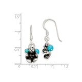 Sterling Silver Dangle Earrings with Reconstructed Magnesite and Howlite, Boho Floral Design