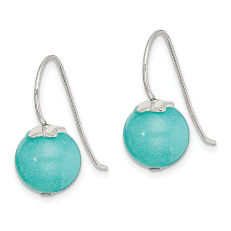 Sterling Silver Drop Earrings with Round Quartz Beads, Boho Hook Design for Women