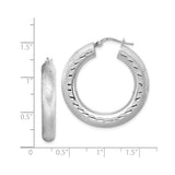 Sterling Silver Hoop Earrings with Textured Brushed Finish and Polished Oval Accents