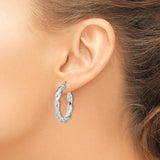 Sterling Silver Twisted Hoop Earrings, Polished Braided Design, Lightweight Modern Style