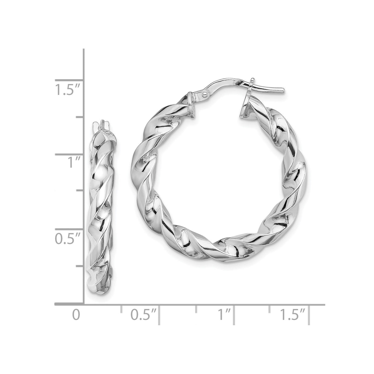 Sterling Silver Twisted Hoop Earrings, Polished Braided Design, Lightweight Modern Style