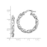 Sterling Silver Twisted Hoop Earrings, Polished Braided Design, Lightweight Modern Style