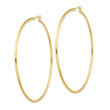 Sterling Silver Large Hoop Earrings, Gold Tone, Polished Minimalist Style for Women