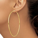 Sterling Silver Large Hoop Earrings, Gold Tone, Polished Minimalist Style for Women