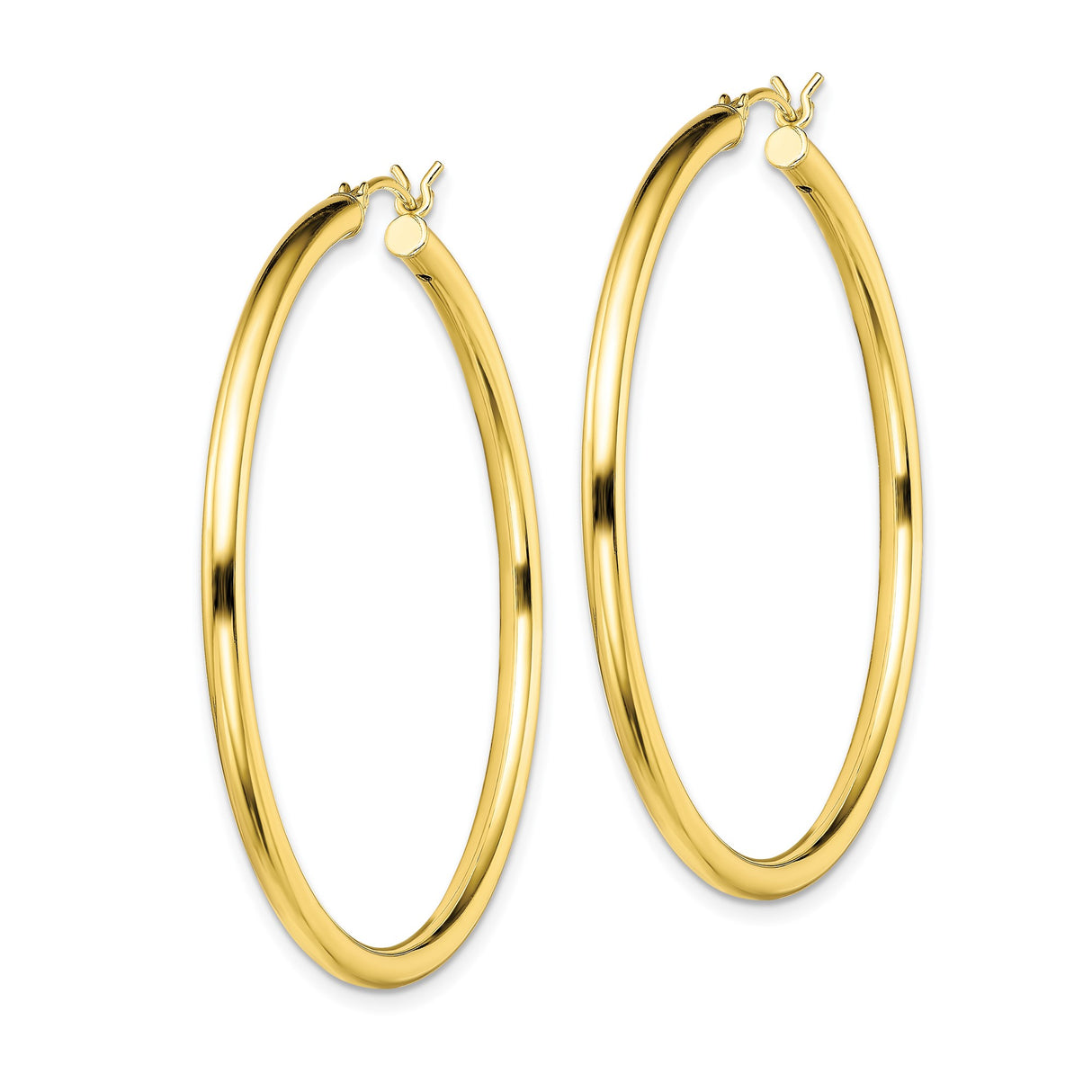 Sterling Silver Hoop Earrings, Large Polished Round Style with Latch Back Closure