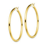 Sterling Silver Hoop Earrings, Large Polished Round Style with Latch Back Closure