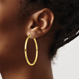 Sterling Silver Hoop Earrings, Large Polished Round Style with Latch Back Closure