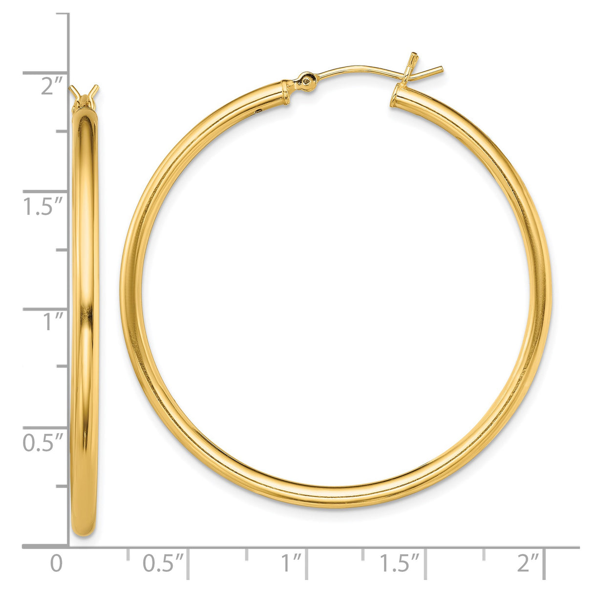 Sterling Silver Hoop Earrings, Large Polished Round Style with Latch Back Closure