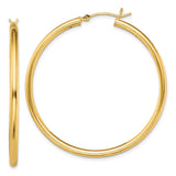 Sterling Silver Hoop Earrings, Large Polished Round Style with Latch Back Closure