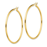 Sterling Silver Hoop Earrings, Large Gold Tone, Lightweight Polished Round Tube Style for Women