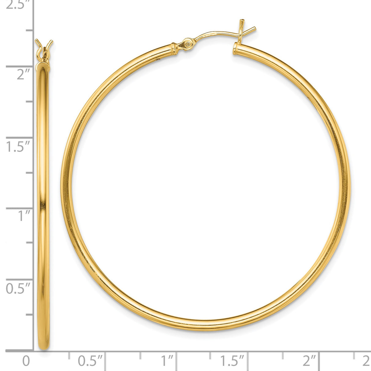 Sterling Silver Hoop Earrings, Large Gold Tone, Lightweight Polished Round Tube Style for Women