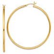 Sterling Silver Hoop Earrings, Large Gold Tone, Lightweight Polished Round Tube Style for Women