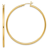 Sterling Silver Hoop Earrings, Large Gold Tone, Lightweight Polished Round Tube Style for Women