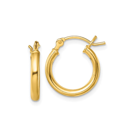 Sterling Silver Hoop Earrings, Gold Tone Smooth Polished Small Tube Hoops for Women