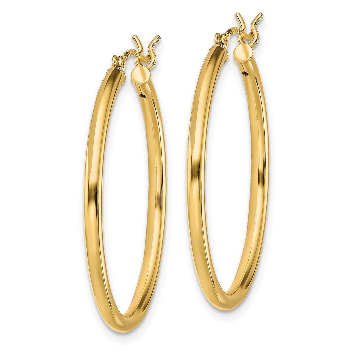 Sterling Silver Gold Plated Hoop Earrings, Classic Polished Round Tube Design for Women