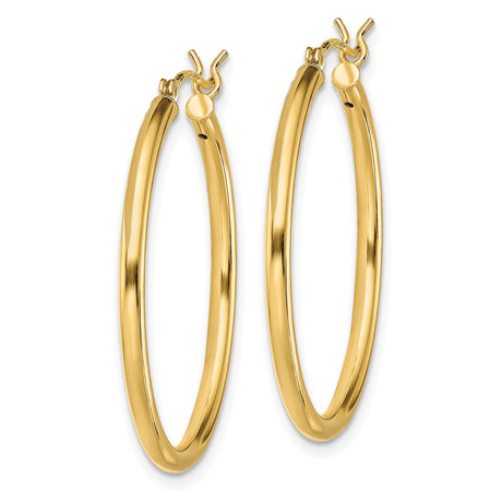 Sterling Silver Gold Plated Hoop Earrings, Classic Polished Round Tube Design for Women