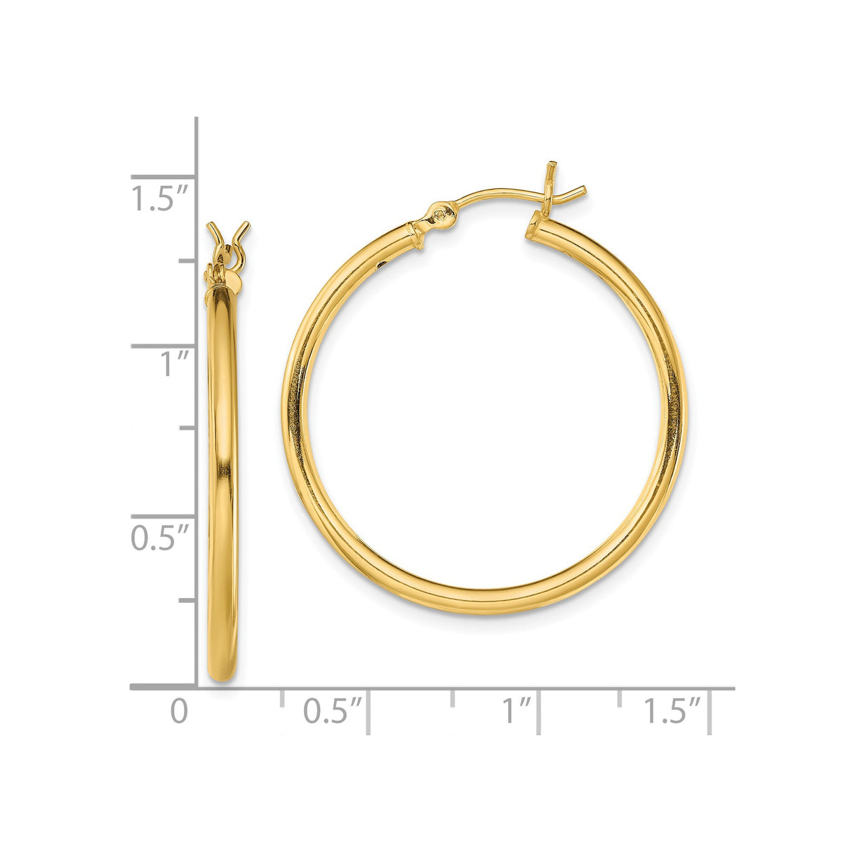 Sterling Silver Gold Plated Hoop Earrings, Classic Polished Round Tube Design for Women