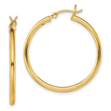 Sterling Silver Gold Plated Hoop Earrings, Classic Polished Round Tube Design for Women