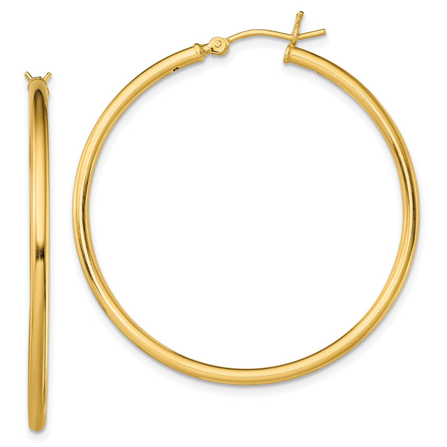 Sterling Silver Hoop Earrings with Polished Gold Tone, Minimalist Tube Design for Women