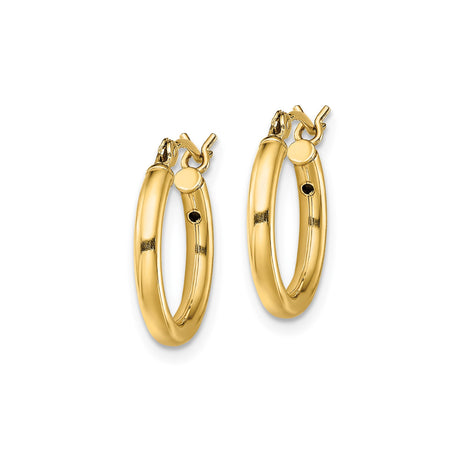 Sterling Silver Gold Plated Hoop Earrings, Classic Round Tube with Polished Finish for Women