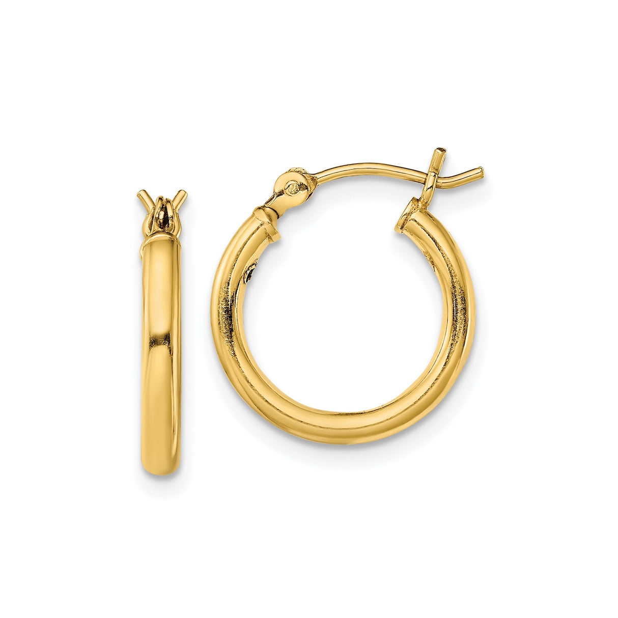 Sterling Silver Gold Plated Hoop Earrings, Classic Round Tube with Polished Finish for Women
