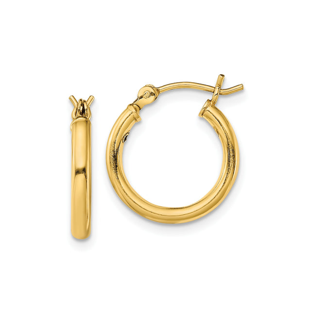 Sterling Silver Gold Plated Hoop Earrings, Classic Round Tube with Polished Finish for Women