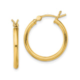 Sterling Silver Tube Hoop Earrings, Gold Plated, Polished Finish, Medium Size for Women