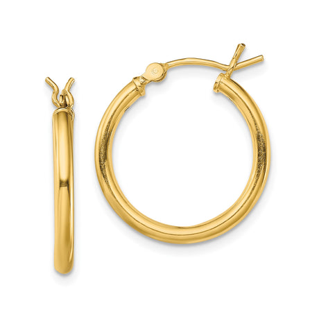 Sterling Silver Tube Hoop Earrings, Gold Plated, Polished Finish, Medium Size for Women
