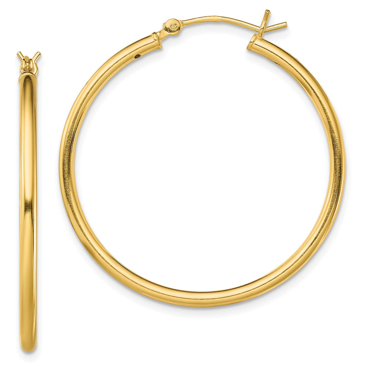 Sterling Silver Hoop Earrings, Gold Plated Round Tube Design, Sleek Minimalist Style for Women