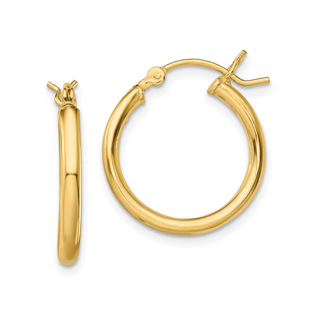 Sterling Silver Gold Plated Tube Hoop Earrings, Classic Polished Round Minimalist Style