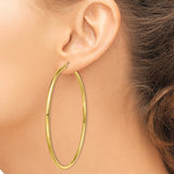 Sterling Silver Hoop Earrings, Large Round Polished Design, Minimalist Modern Style