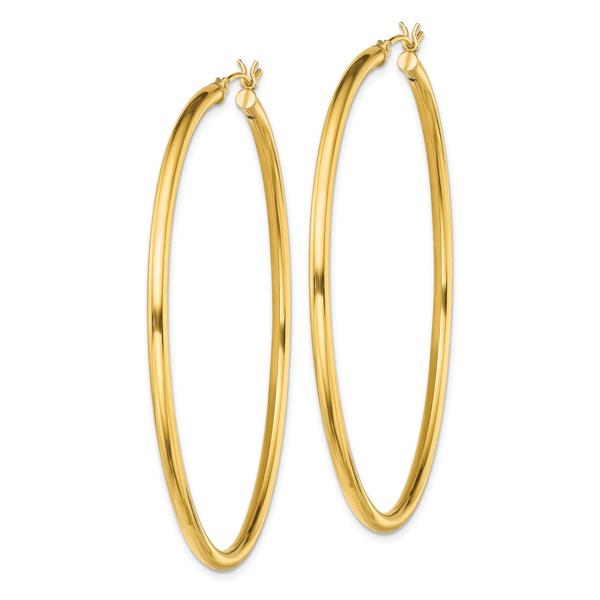 Sterling Silver Hoop Earrings, Large Gold Plated Round Tube with Smooth Finish, Minimalist Design
