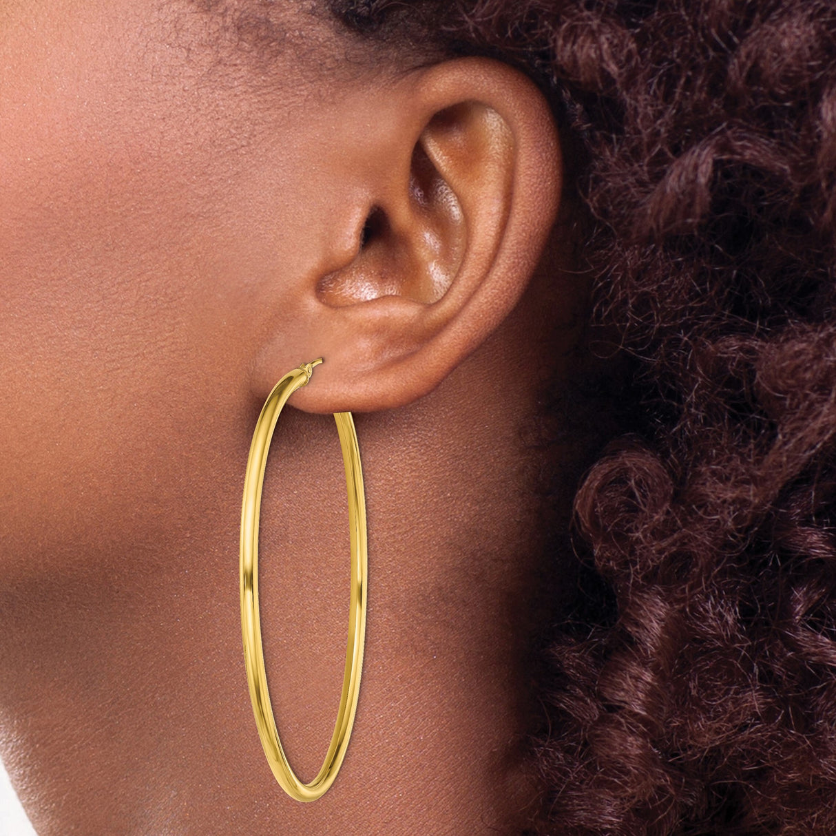 Sterling Silver Hoop Earrings, Large Gold Plated Round Tube with Smooth Finish, Minimalist Design