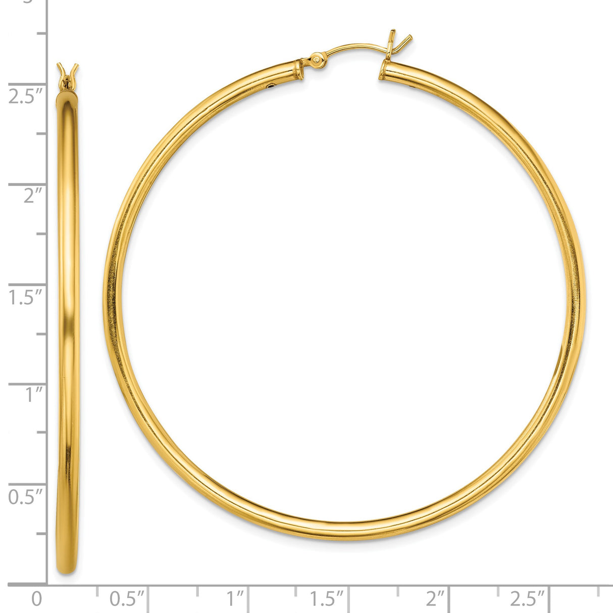 Sterling Silver Hoop Earrings, Large Gold Plated Round Tube with Smooth Finish, Minimalist Design
