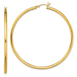 Sterling Silver Hoop Earrings, Large Gold Plated Round Tube with Smooth Finish, Minimalist Design