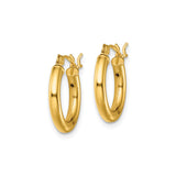 Sterling Silver Hoop Earrings, Gold Plated Tube Design, Smooth Finish, Latch Back Closure